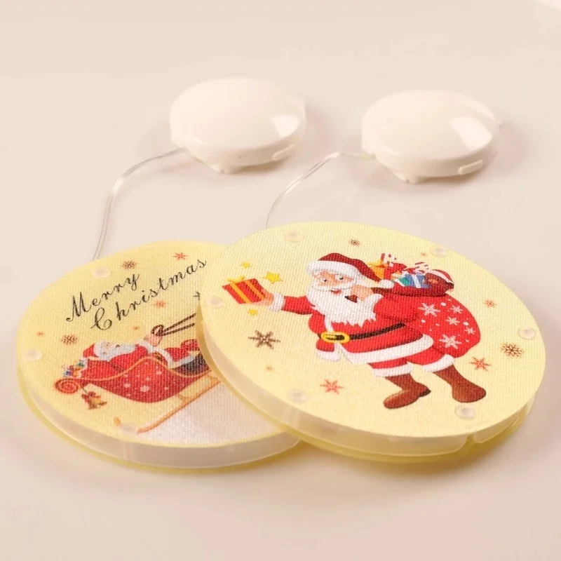 Christmas Round Wall Sticker Shop Garland Curtain String Light Festoon Snowflake Hut for Home Glass Window Decorative | Лампы и