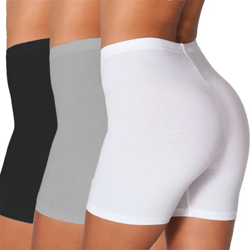 

2021 Plus Size Women Elastic Shorts Casual High Waist Tight Fitness Slim Skinny Bottoms Summer Solid Sexy White Black Shorts