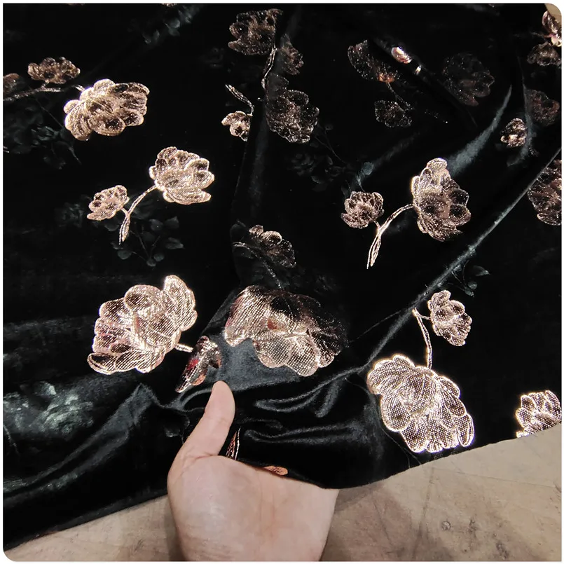 

Autumn and winter new style high-grade elastic bronzing gold velvet fabric cheongsam dress suit fabric