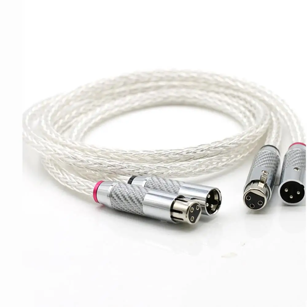 Hi-End 8AG посеребренный OCC 3 контакта XLR сбалансированный кабель динамика с разъемом