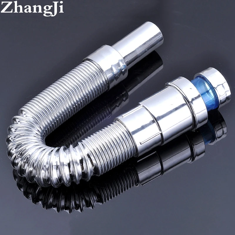 

Zhang Ji 770mm ABS Kitchen Sewer Pipe Flexible Bathroom Sink Drains Downcomer Wash Basin Electroplated Plumbing Hose Waste Pipe