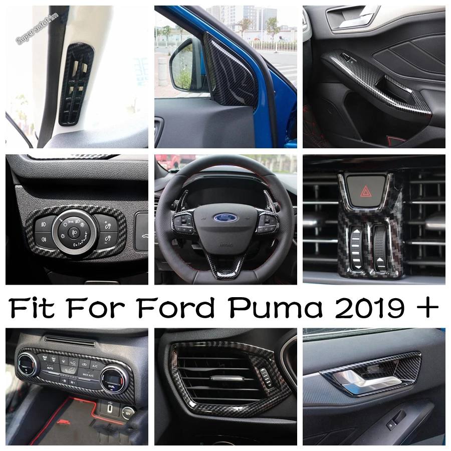 

Carbon Fiber Auto Accessory For Ford Puma 2019 - 2021 Window A Pillar Post Triangle Decor Inner Door Handle Catch Cover Trim ABS
