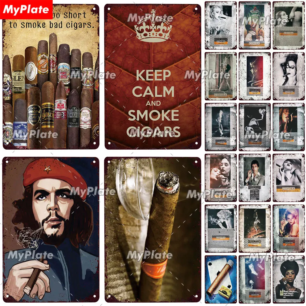 Металлический знак сигары винтажная Жестяная Табличка с надписью тарелка