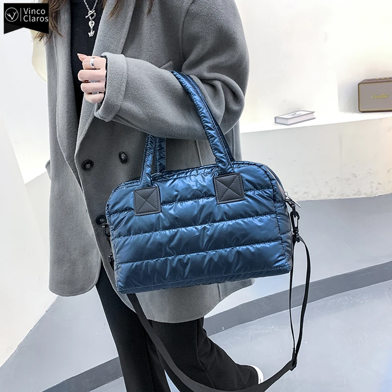 Women's Padded Bag Top Quality Down Fabric Shoulder Crossbody Bags for Women 2021 Winter Luxury Brand Handbags Female Travel Sac