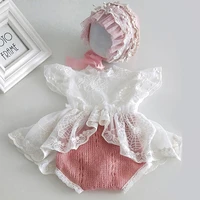 newborn photography girls outfits baby 0 3 clothes hat and skirt set one piece garment summer wool and lace stitching