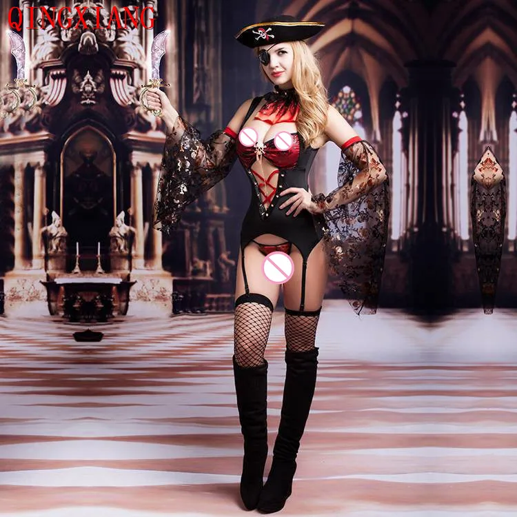 Для женщин пиратский открыт бюст эротический костюм для ролевых игр сексуальное