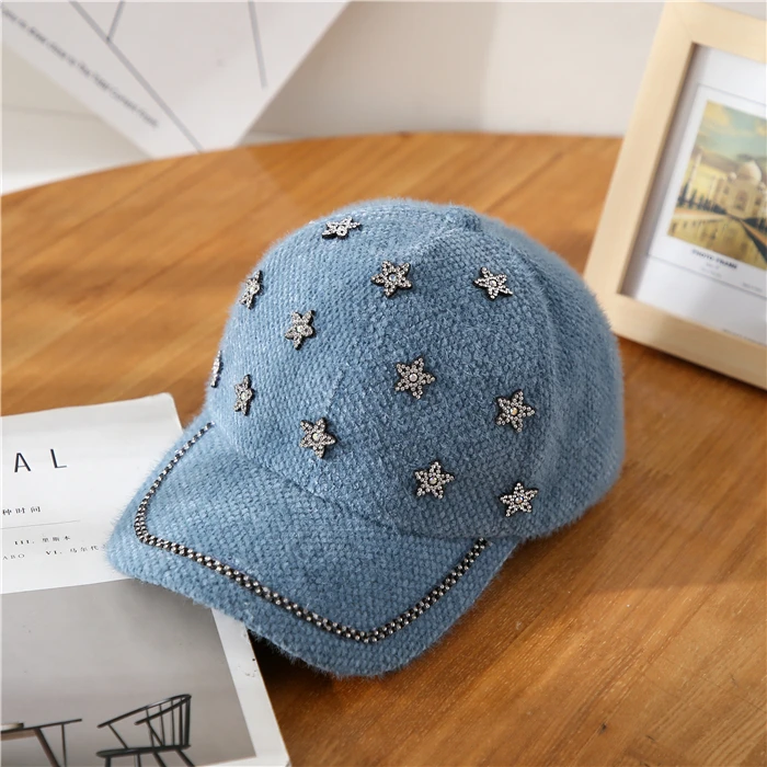 rhinestone star baseball hat autumn winter baseball hat fashion street baseball hat