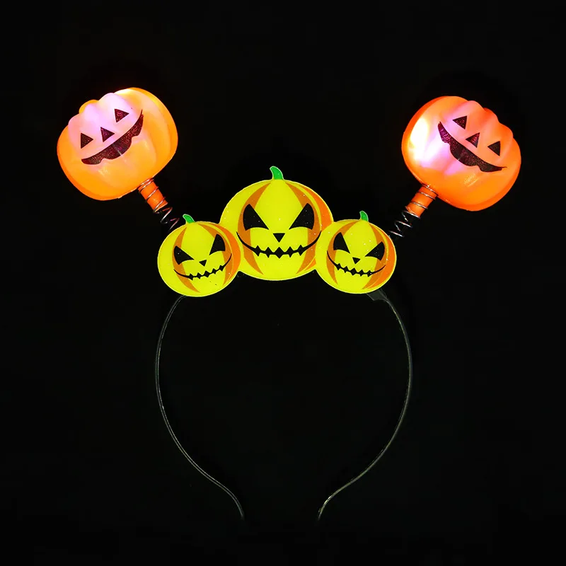 

10pcs Gifts Party Bar Decoration Hair Luminous LED Black Bat Pumpkin Light Up Headband Girls Navidad christmas 2022