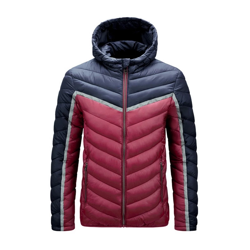 Теплые зимние парки с капюшоном мужская куртка контрастного цвета Повседневная