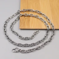 pure 925 sterling silver necklace men women 5mm carved pattern long square link chain necklace 22inch 34g