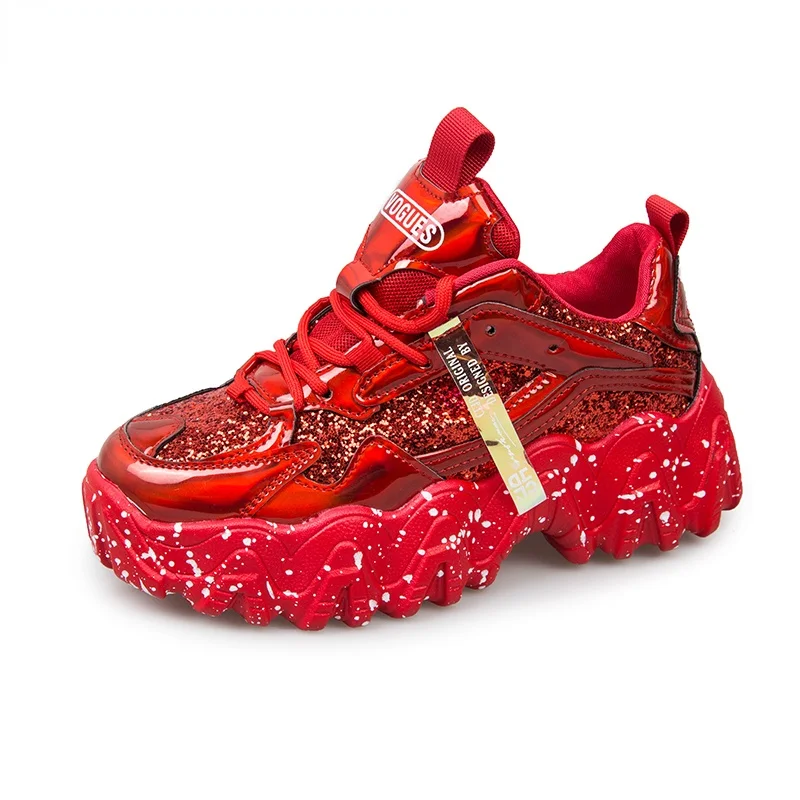 

Sneakers Women Spring Autumn 2021 Fashion Sequined Cloth Bling Breathable Round Toe Leisure Chunky Women Shoes Tenis Feminino