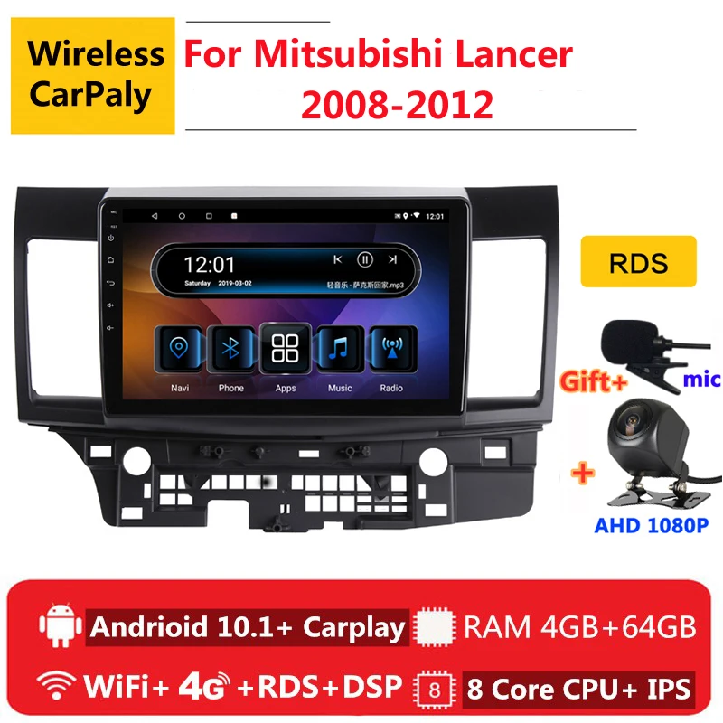 Автомагнитола 2 din 8 ядер android 10 для Mitsubishi Lancer CY 2008 2009 2012 GPS DVD мультимедийный