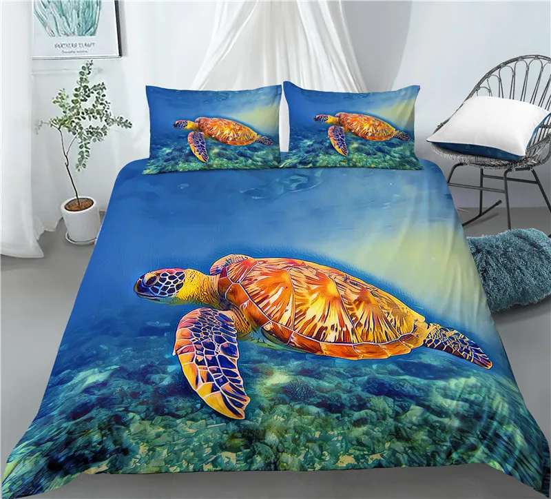

Home Living Luxury 3D Sea Turtle Print 2/3Pcs Comfortable Duvet Cover PillowCase Bedding Sets EU/US/AU Queen And King Size