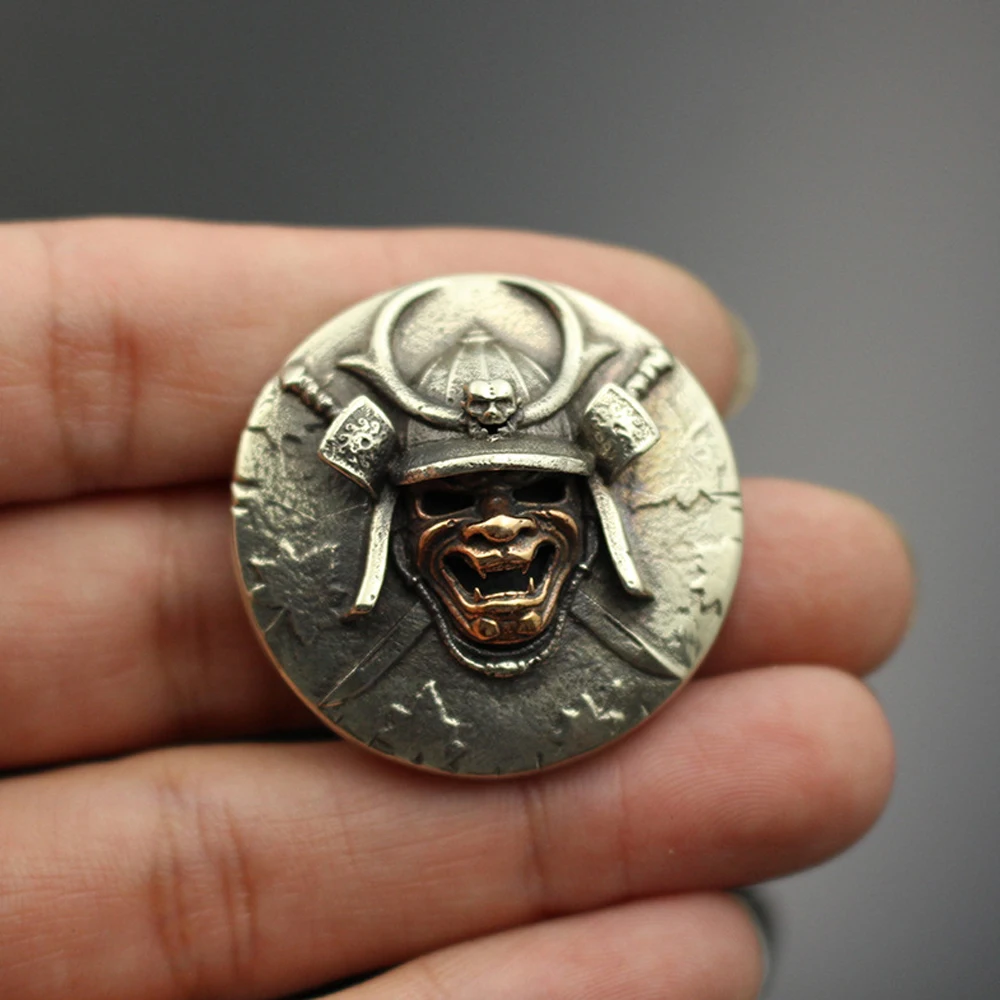 

DIY leather craft ancient warrior design round screws decoration wallet button solid brass material