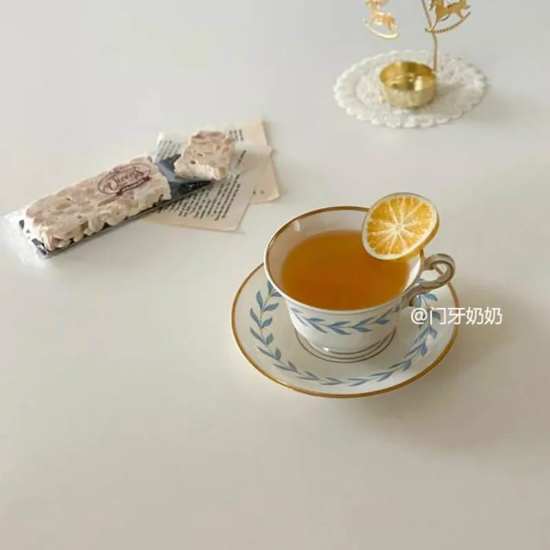 

French Vintage Coffee Cup Porcelain Handmade Phnom Penh Afternoon Tea Cup Saucer Home Koffie Kopjes Kitchen Dining Bar EF50CS