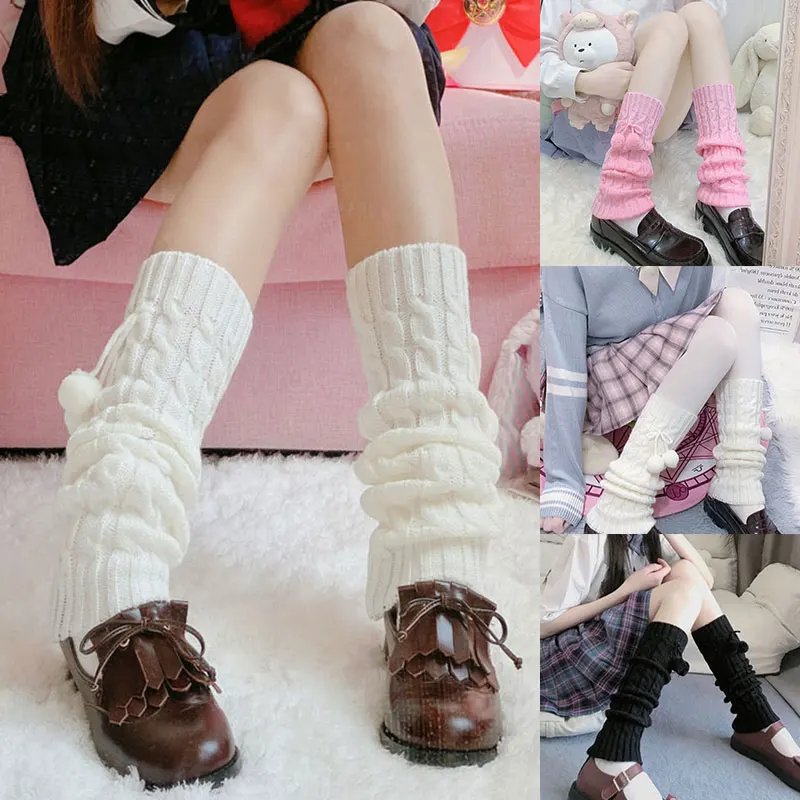 

Winter Thicken Warm JK Women Knit Winter Leg Warmers Loose Style Lady Boot Knee High Boot Stockings Leggings Warm Boots Leg