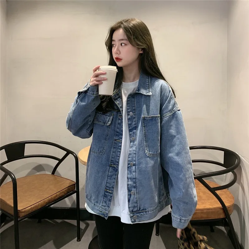 

Plus Size Jacket Jeans Women Plus Size Denim Coat Fall 2021 Spring Korean Style Designer Single Breasted Solid Pockets Fashion