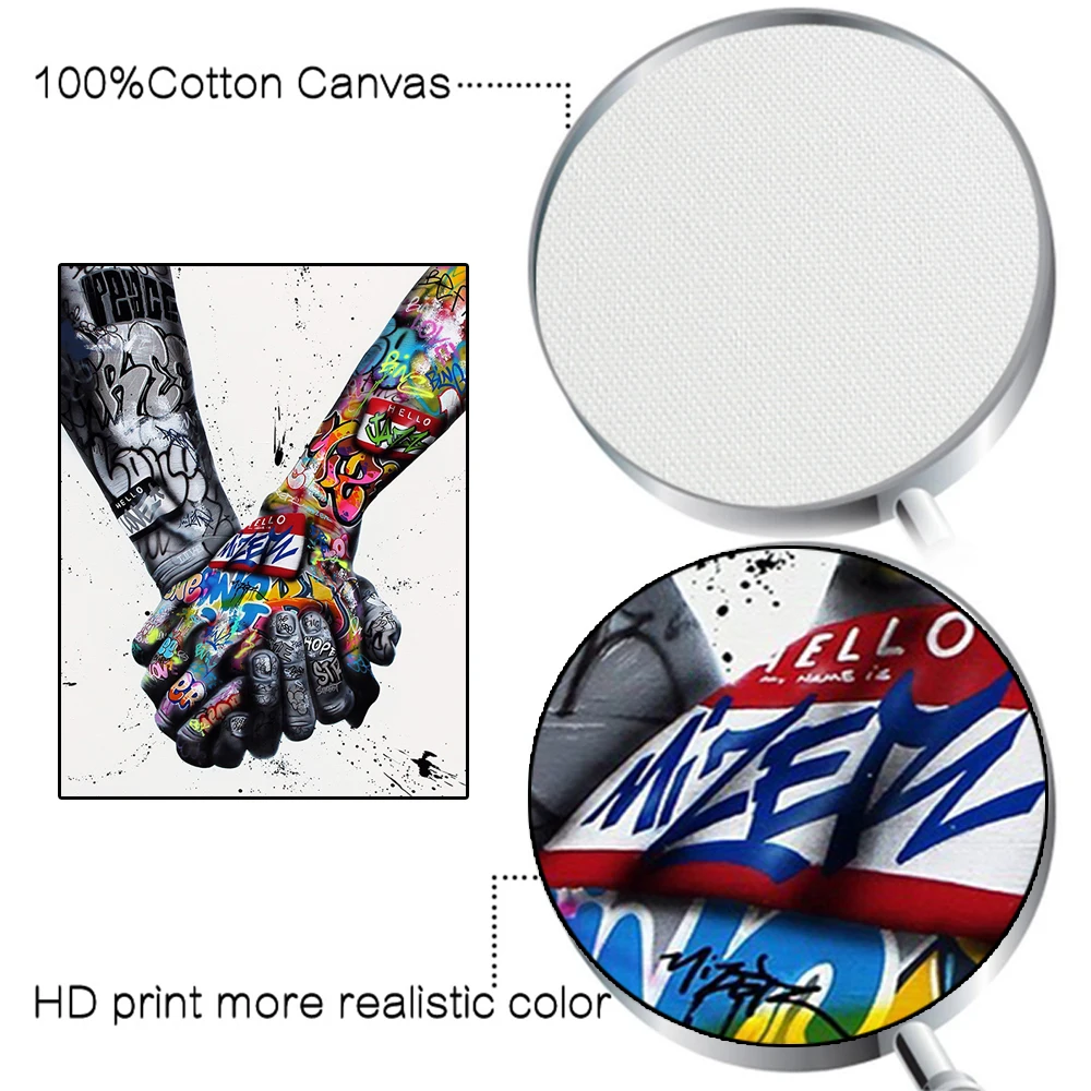 

Abstract Street Graffiti Art Lover Hands Canvas Painting Posters and Prints Wall Art Picture for Living Room Home Decoration