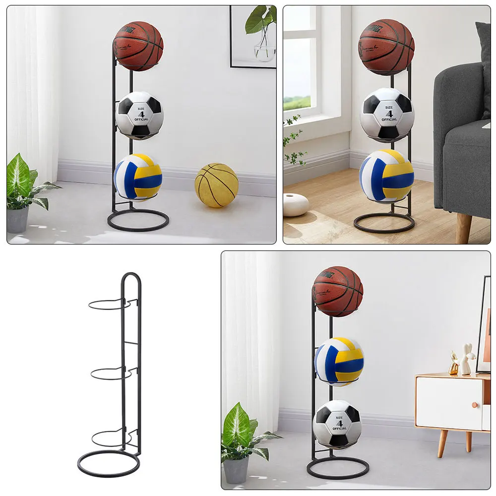 

1Pc Sports Storage Rack Portable Outdoor Football Display Rack (Black)