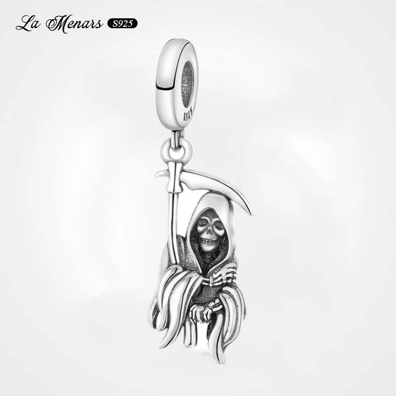 

Genuine Silver Plating Classic Style Death Dangle Fit Original Brand Charm Bracelet Unisex Fine Jewerly DIY Making Gift