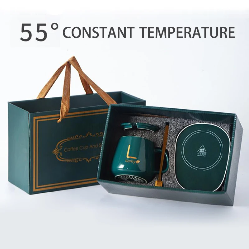 

1SET 55 Degree Ceramic Warm Mugs Gift Box Business Office Home Hot Milk Heating Coffee Cup Boiling Water Constant Temperature