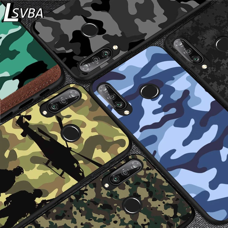 

Camouflage art Silicone Phone Case for Huawei P30 P20 P40 Lite E Pro P Smart Z Plus 2019 P10 P9 Lite Black Cover