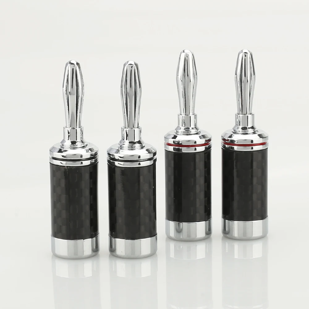 

Hi-End Rhodium Plated Carbon Fiber Speaker Cable Banana Terminal Connector 8pcs