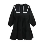 Осеннее хлопковое платье для девочек-подростков от 6 до 16 лет, 2022, детское платье с оборками, детская школьная форма, одежда, #6455