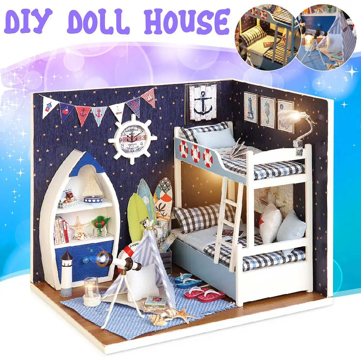 

DIY Кукольный дом ручной работы 3D миниатюрный Романтический светодиодный светильник кукольный домик игрушки мебель комплект подарочной кор...