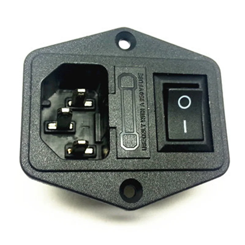 Черный CE медь 10A 250V IEC320 C13 C14 винт панель цепочка из нескольких розеток с предохранителем трубка переменного тока розетка с 3 контактами на выключенном выключении