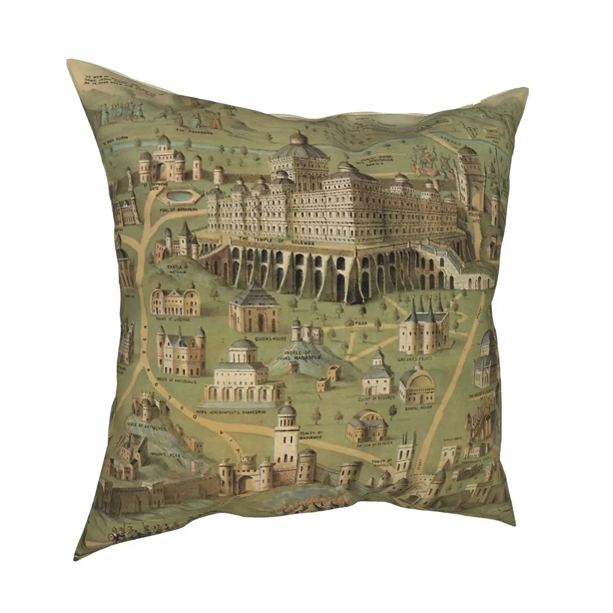 

Vintage Pictorial Map Of Jerusalem Israel 1871 Cushions for Sofa Pillowcase Decorative Throw Pillows Cover for sofa home
