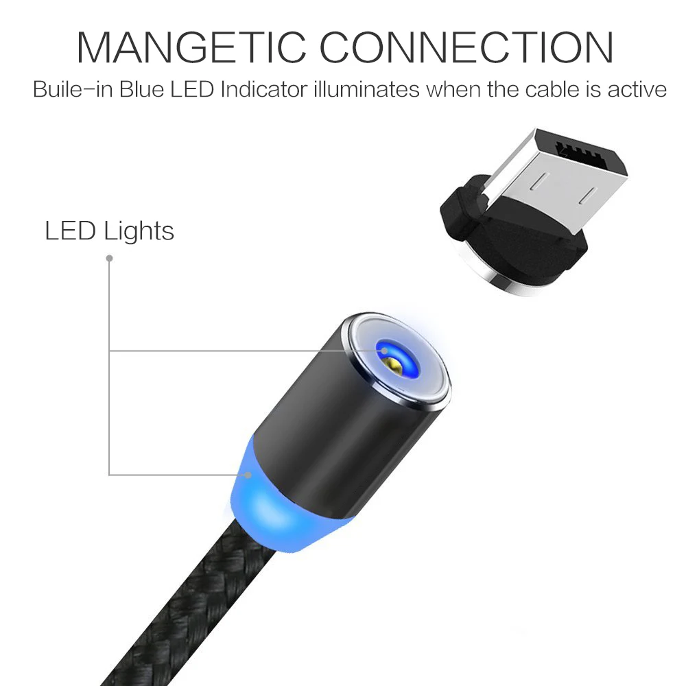 Магнитный usb-кабель STONEGO, кабель для быстрой зарядки USB type C, Магнитный зарядный кабель для передачи данных, Micro usb кабель мобильного телефона, usb-шнур