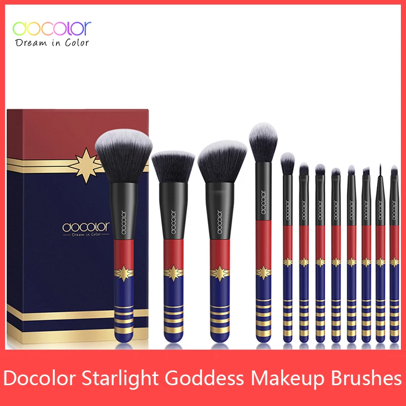 Docolor 12PCS Набор кистей для макияжа Профессиональные кисти Синтетическая пудра