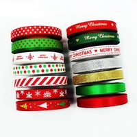10mm christmas ribbon printed grosgrain ribbons for gift wrapping wedding decoration hair bows diy