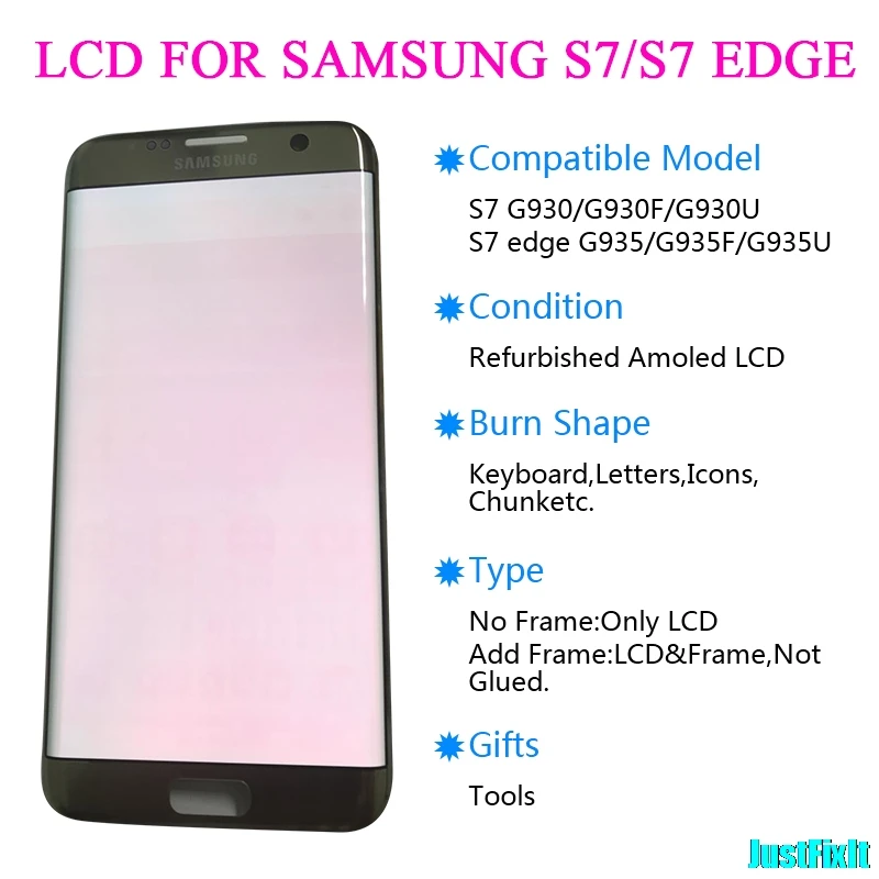 Сгорание тени для Samsung Glaxy S7 Edge G935F G935A G935FD ЖК-дисплей с сенсорным экраном