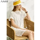Женское кружевное платье Amii, с вышивкой, с круглым вырезом, свободного покроя, повседневное, лето 11920130