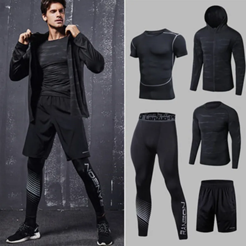 5 шт./компл. спортивная одежда для мужчин костюм футболка сухой Баскетбол бег