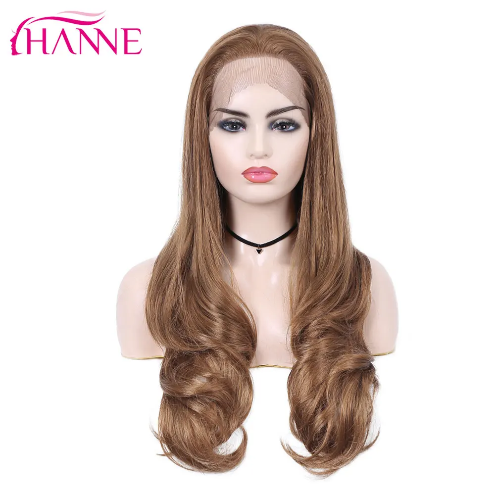

HANNE Synthetic Brown/Blonde Wig Long Wavy With Lace Front Heat Resistant Fiber Hair Wig For Black/White Woman