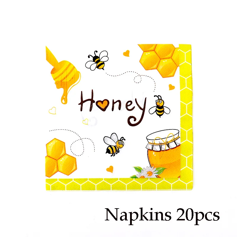 napkin 20pcs Тема пчелы одноразовая бумажная посуда чашка соломы день рождения, свадьба, Рождество Детская Игрушка В ванную вечерние украшения - Цвет: napkin 20pcs