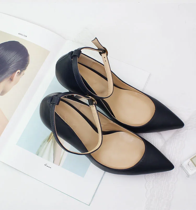 

2021 Autumn Women's Pumps Shoes Sexy Black Women Thin High Heels Elegant Office Women Genuine Leather Pointed Toe Luxury Shoes