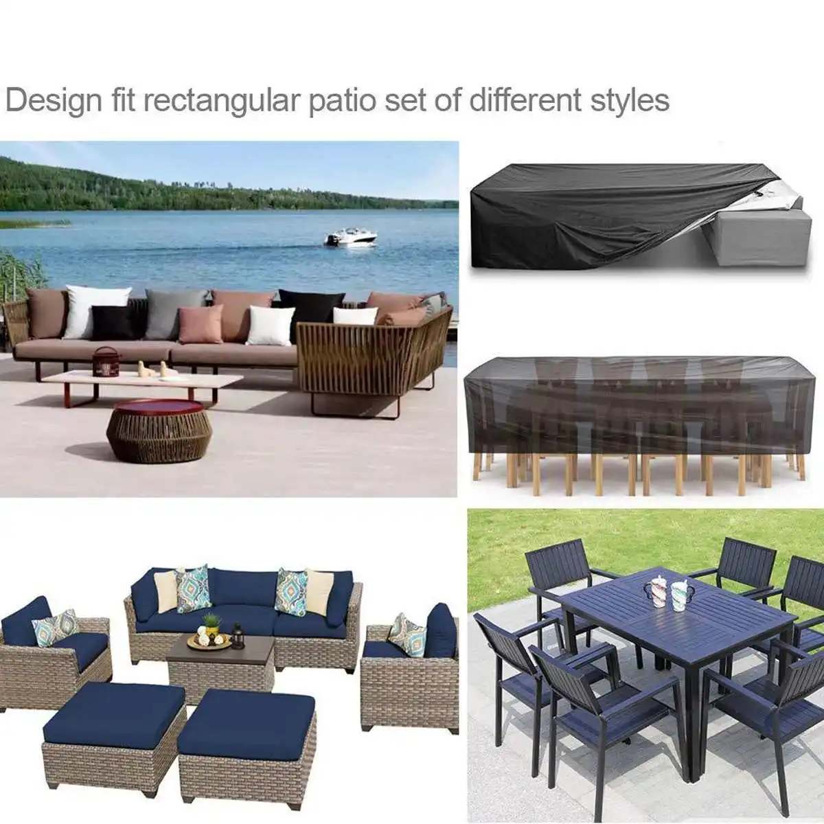 

Waterproof Outdoor Patio Garden Furniture Covers Rain Snow Chair covers for Sofa Table Chair Dust Proof Cover Black