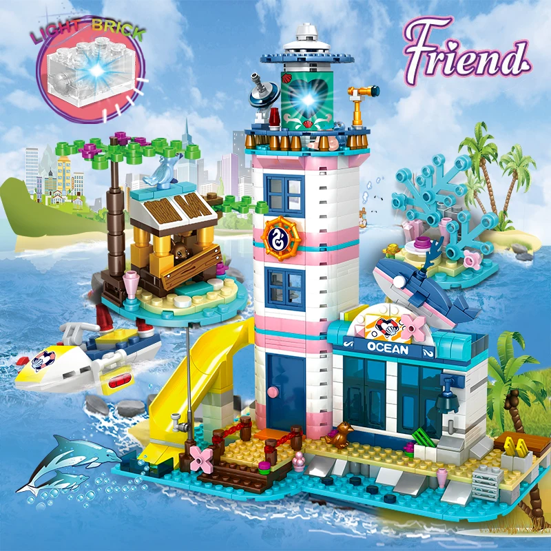 Для девочек 669 шт Строительные блоки маленького размера идущие друзей Маяк
