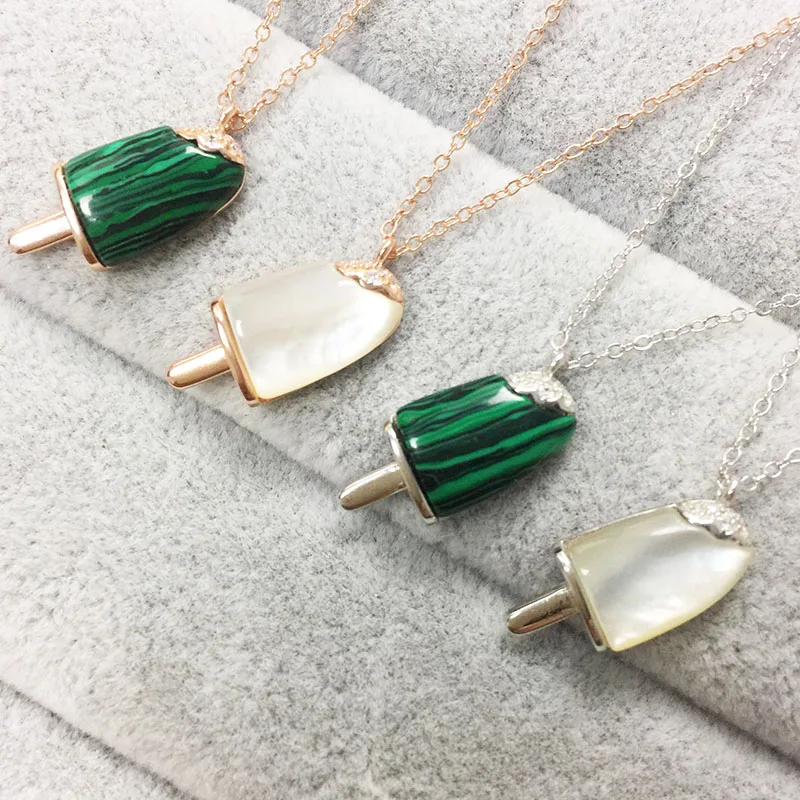 

The original ms titanium steel rose gold necklace fashion jewelry ice cream pendant chain of clavicle free shipping