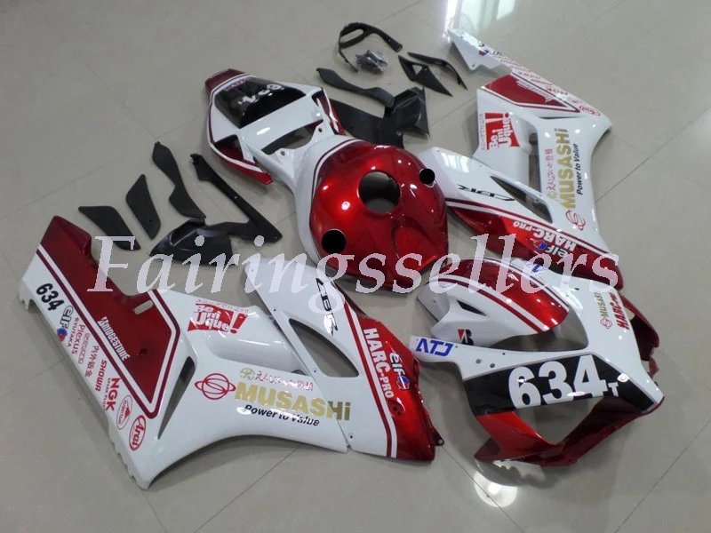 Red White Musashi Литьевая форма) ABS Полный комплект обтекателя подходит для Honda CBR1000RR CBR1000 04 05 2004 2005 Обтекатели серый оранжевый Repsol - Цвет: Red White Musashi