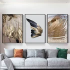 Абстрактный постер с золотыми перьями и печать крыльев на холсте изображения Роскошные Настенные картины для интерьера для дома Лофт Декор