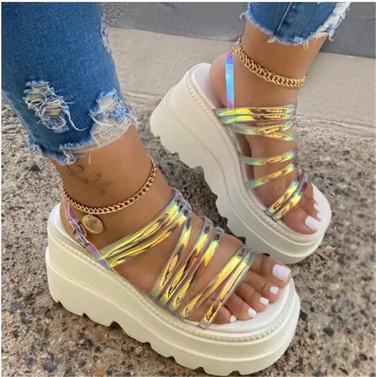 

Women Summer Sandals Back Strap Buckle Platform Wedges Mid Heel Increasing Height Fashion Beach Ladies Zapatos De Mujer Sandalia