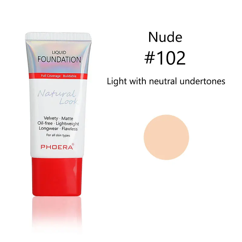 Водостойкий консилер PHOERA Жидкий тональный крем 12 цветов 30 мл 24 часа долговечный