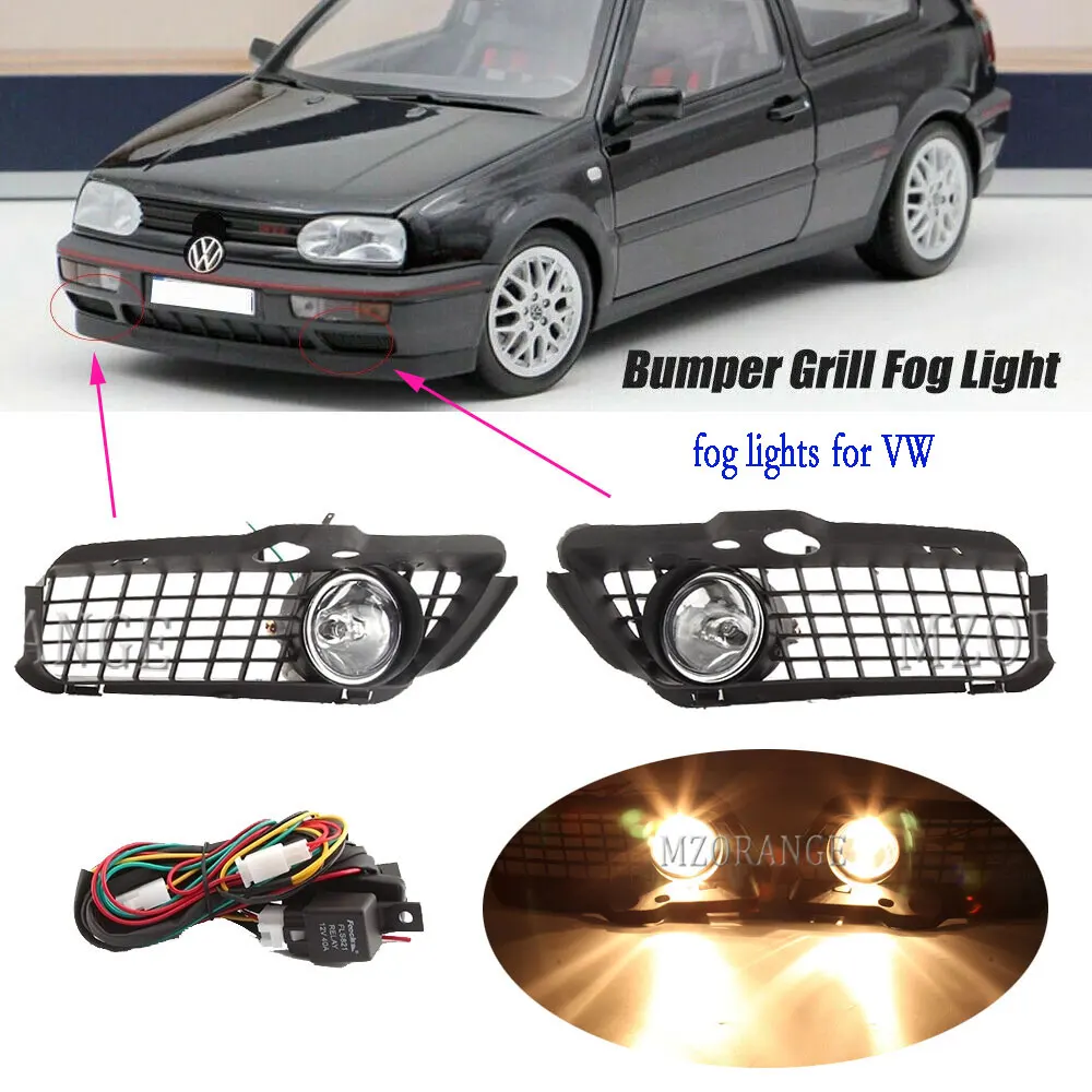 Fog Lights LED Fog Light for VW Golf 3 Golf MK3 Jetta Cabrio 1992-1998 Fog Lamp Headlight Cover Grill Wire Cable Foglight