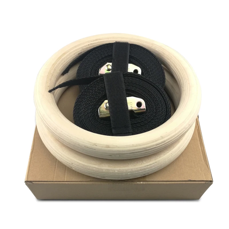 

32mm Wooden Gymnastic Rings With 4.5m Adjustable Buckles Straps Professional Gym Rings Exercise workout Cross fitness Pull Up