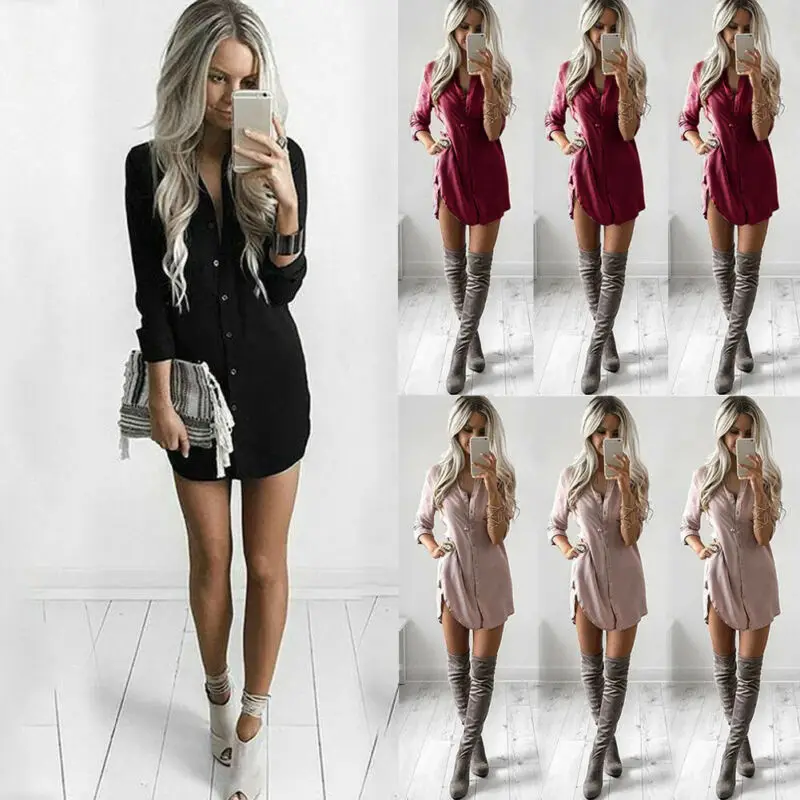 Популярное женское длинное платье-рубашка Женская Офисная рубашка топы блузка с